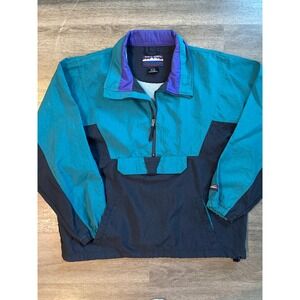 White Sierra Colorblock Anorak Jacket Teal Black Purple Nylon Pullover XL